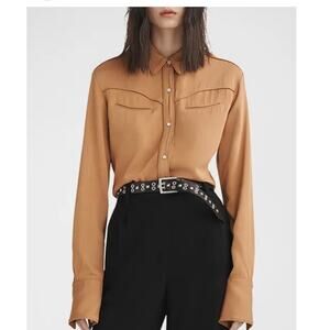 Rag & Bone Cleo Snap-Front Work Shirt Brown Size XS